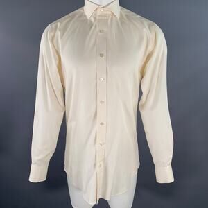 HAMILTON Size S Beige Cotton Spread Collar Long Sleeve Shirt